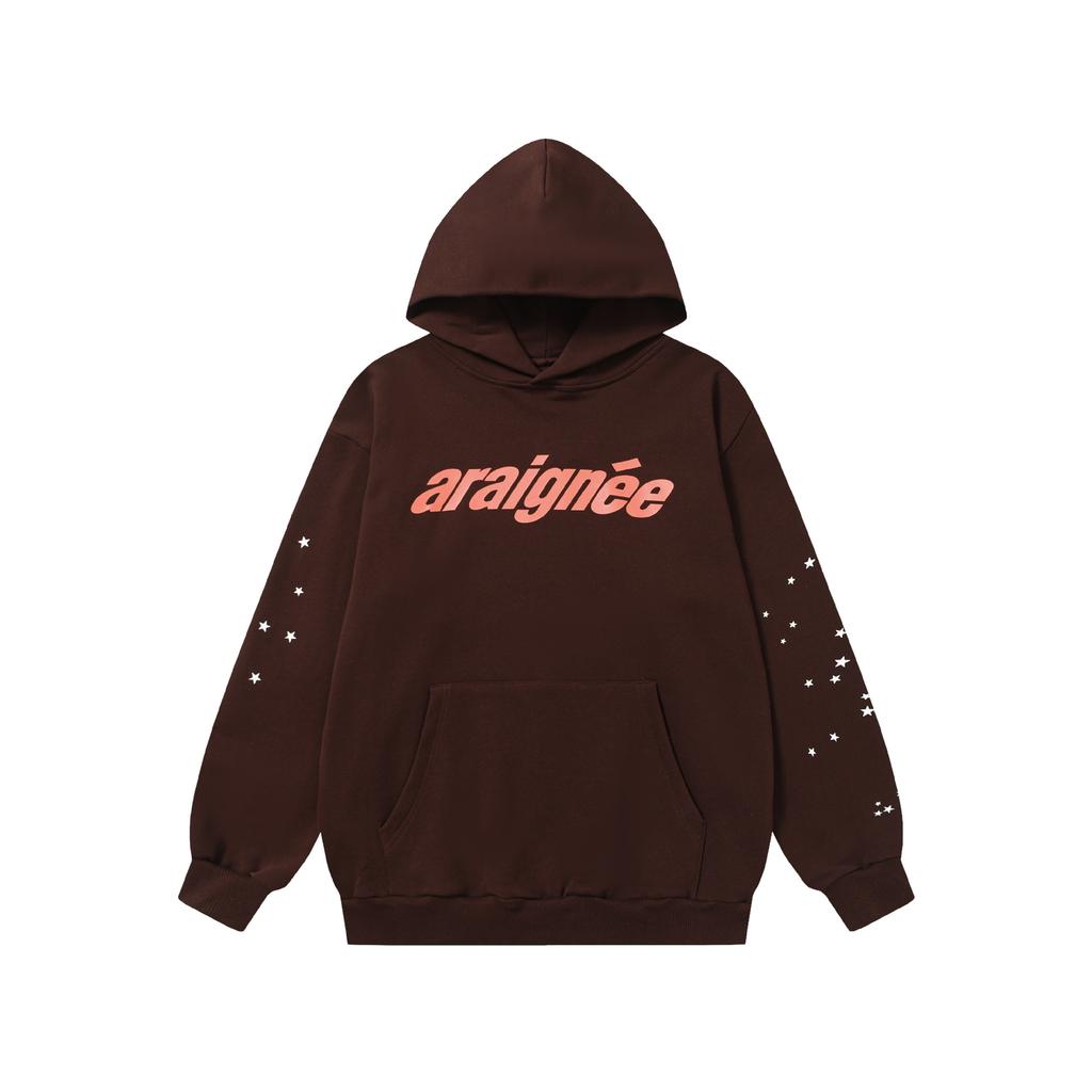 A high-quality SP5DER spider web foam printed hoodie, European and American large-size loose sweater.