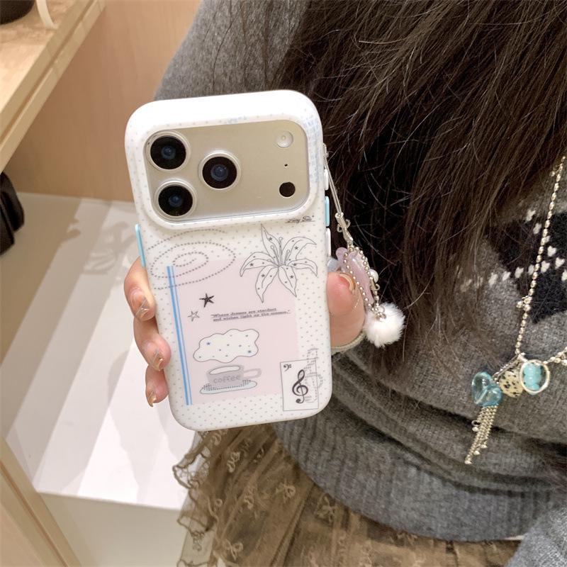 

Niche Polka Dot Lines Lily Flower iPhone 17/16 Pro Max/15/14 Case for Women iPhone 17