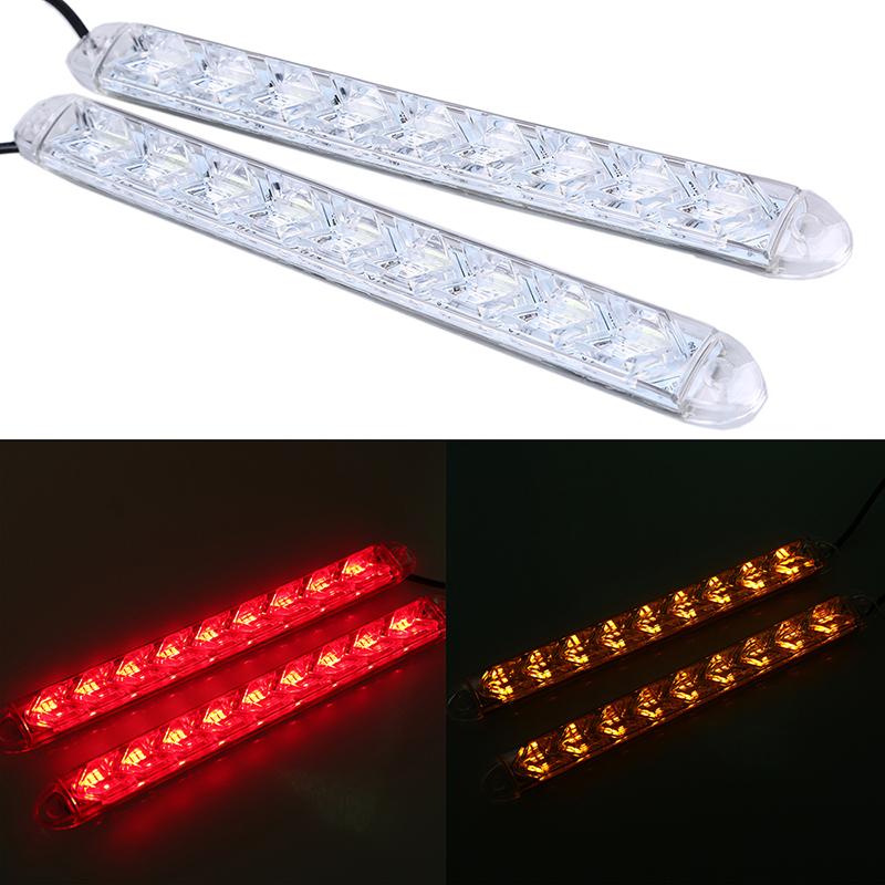 Flexibilné LED denné svietenie do auta Vodotesné šípkové blikače Výstražné svetlá Biely/Jantárový pásik Smerové svetlá