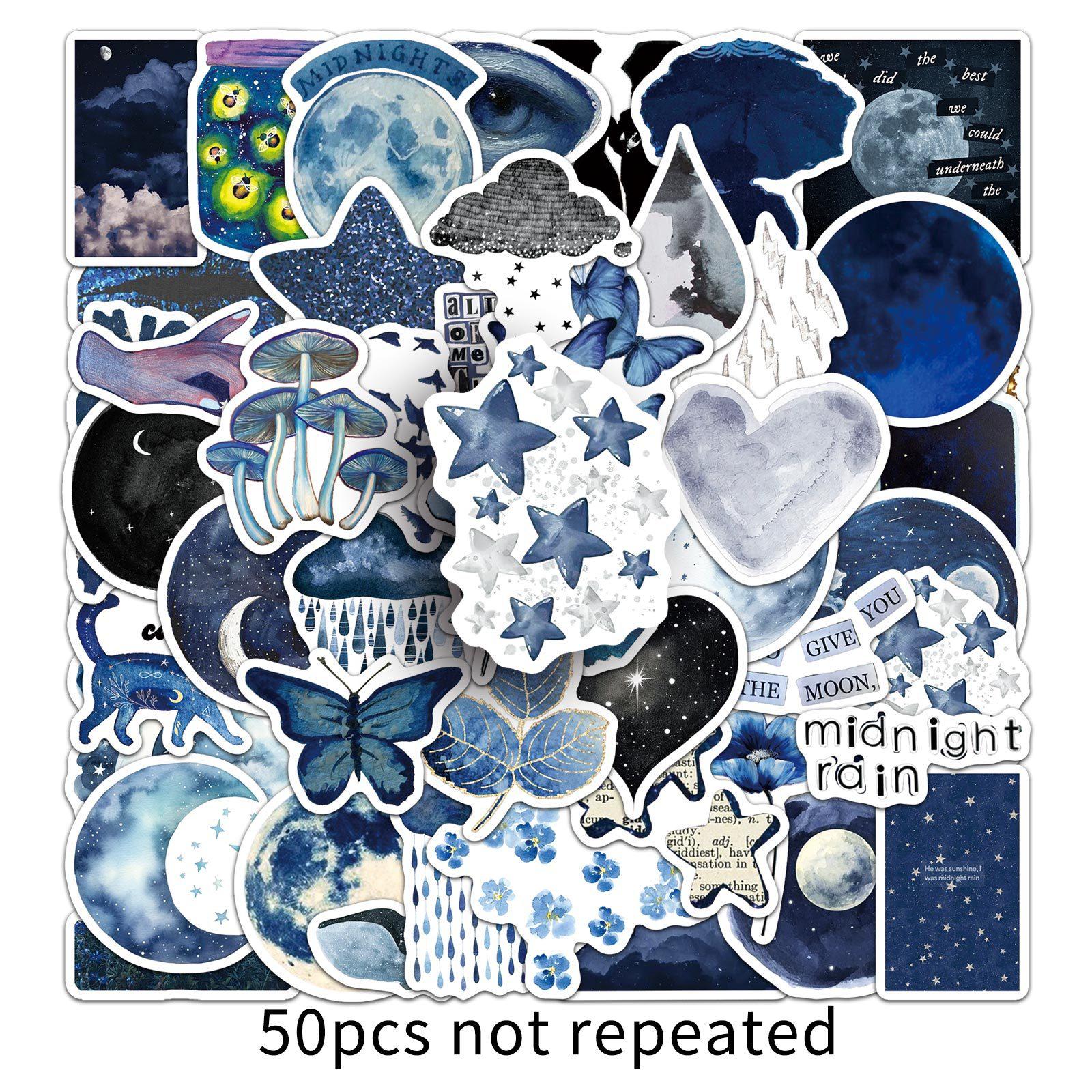 

50 Rainy Night Graffiti Stickers Creative Watercolor Wind Night Fresh Decorative Notebook Suitcase Guka Stickers