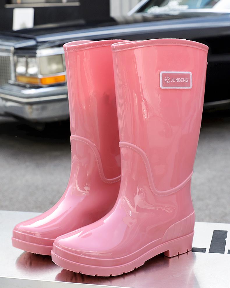 

Новые женские длинные резиновые сапоги женский стиль противоскользящие модные водонепроницаемые межподошва кухонные противоскользящие рабочие водные туфли для женщин 225-230 розовый