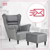 Zoja Wing Chair with Footrest Scandinavian Family Meble Ash Pouf