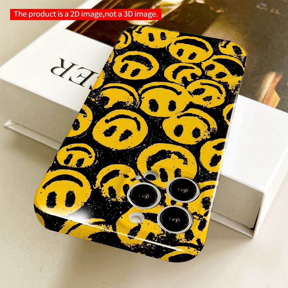 Yellow Smiley Face Pattern Phone Case All Inclusive Film Hard Phone Case, Compatible with iPhone 18 Pro Max 17 16 15 14 13 12 11