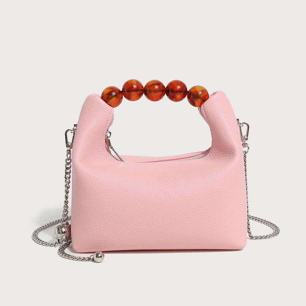 2024 Summer New Niche Beaded Handheld Lunch Bag, Chain Bag, Fashionable Versatile Dumpling Bag, Single Shoulder Crossbody Bag