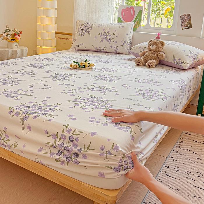2025 New Ultra-soft Washed Cotton Printed Single-bed Hat Skin-friendly and Fresh Bedspread Come with Elastic Mattress Covers