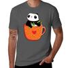 Cute Coffee Panda Tshirt Minimalist Casual Short Sleeve Top