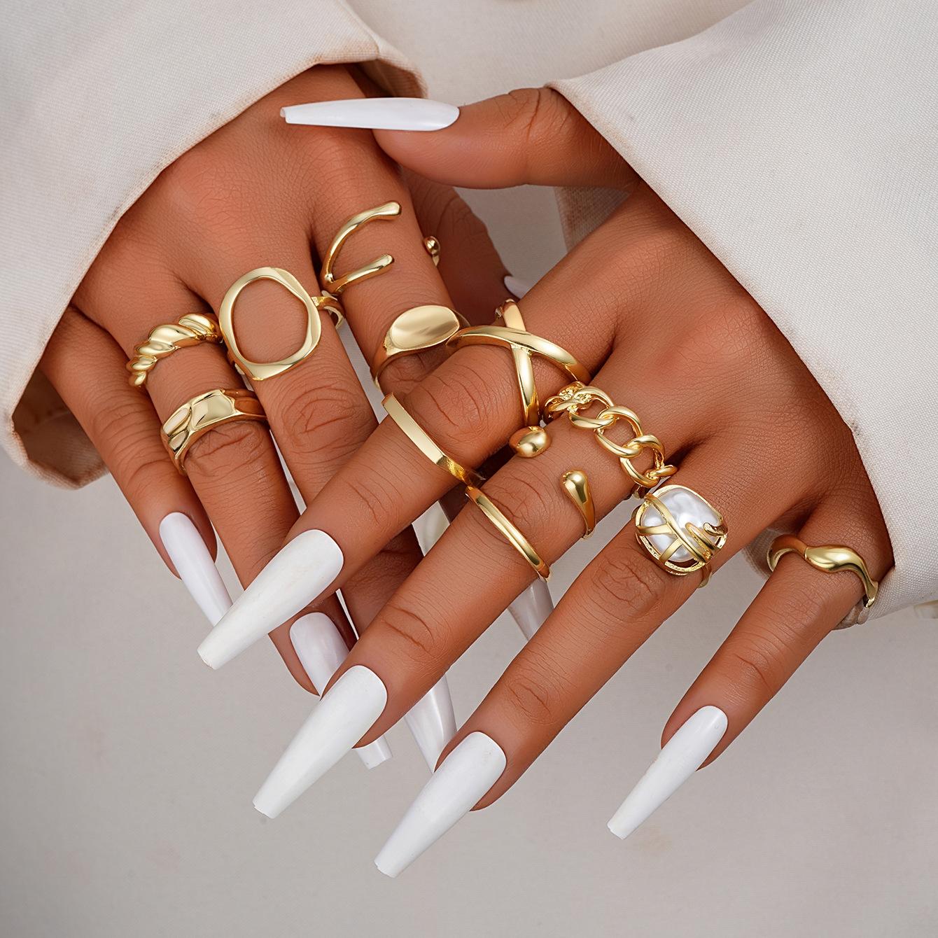 

17KM Винтажный Шик Геометрический Набор Колец с Инкрустацией Камнями для Женщин Простые Массивные Геометрические Кольца Золотого Цвета Повседневная Носка Вечеринка Ювелирные Изделия Подарки