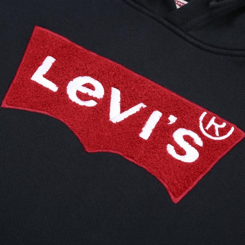 Levis Batwing Logo Bestickter Hoodie Herren Hoodies Schwarz 38479-0021