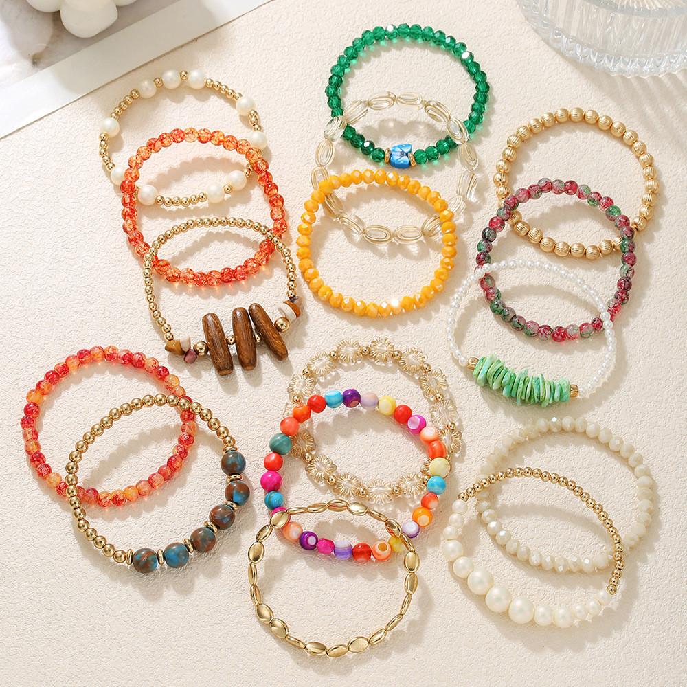 Geometric Multilayer Hand Chain With Crystal And Pearllike Beads For Fashion Enthusiasts