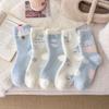Blue Snowman Australian Velvet Socks Christmas Tree Girl Thickened Warm Confinement Socks Korean Winter Cute Mid-Leg Socks