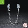 Charm S925 Sterling Silver Safety Chain Positioning Buckle Collection Fashion Beaded Bracelet Silver Accessories