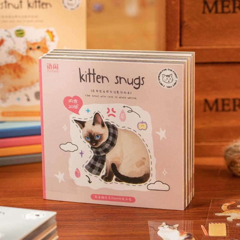 Cute Cat Stickers Adorable Kitten Scrapbook Decals for Journal Diary Planners Kawaii Laptop Water Bottle Decor Animal Sticker