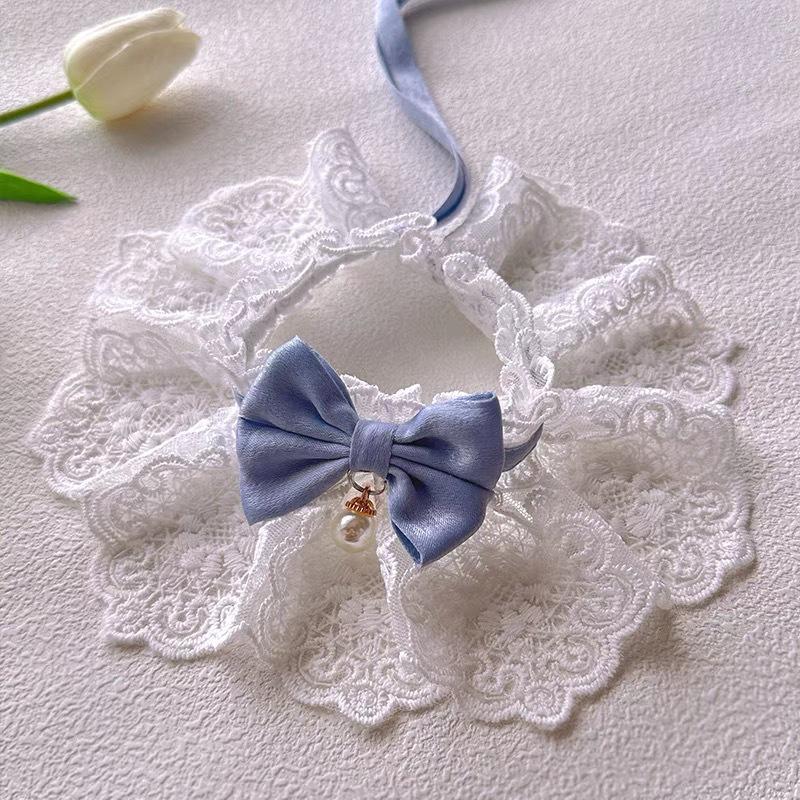 Pet Princess Lace Ruff Collar: Cute Four-Season Cat Bib Necklace