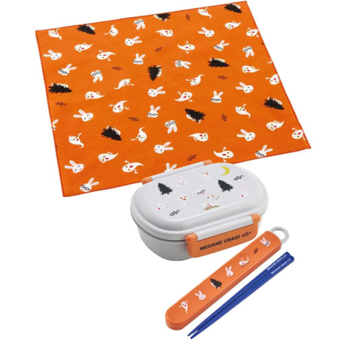 Skater Children's Lunch Cloth, 43x43cm, Made in Japan, Glasses Rabbit Design, for Boys and Girls, KB4