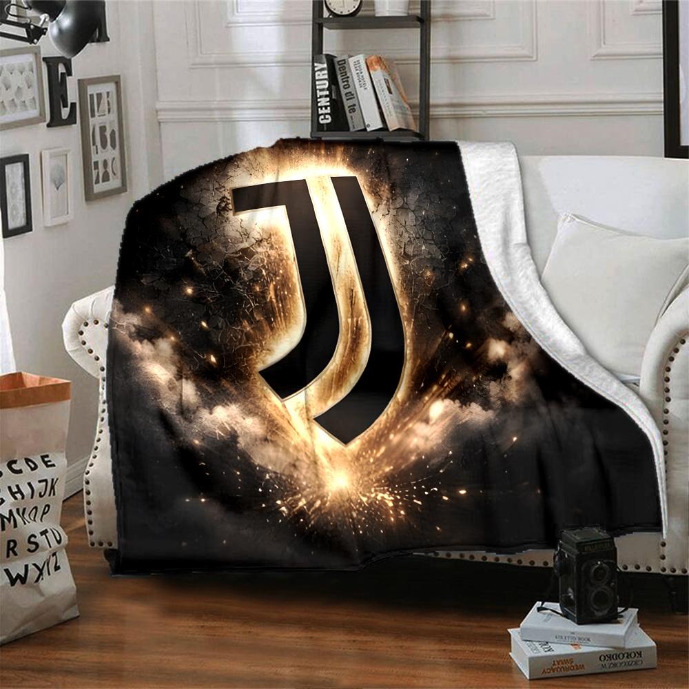 Juventus Herzschlag Logo Flanelldecke, Weiches Polyester, Modernes Design, Ganzjahres für Camping, Reisen, Geschenke für Feiertage oder Geburtstage