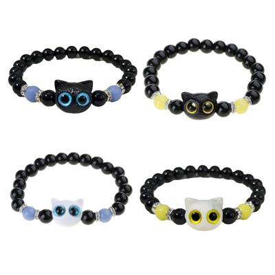 Cute Beaded Bracelet Luminous Cat Bracelets Resin Hand Chain Craftsmanship Comfortable Fit Jewelry Gift for Women