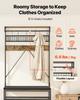 Hall Tree, 1830 mm Coat Rack with Shoe Bench, 2-Tier Freestanding Shoe Rack Storage Organizer with Hooks, Hanging Rod and Wire Shelf, Steel Frame