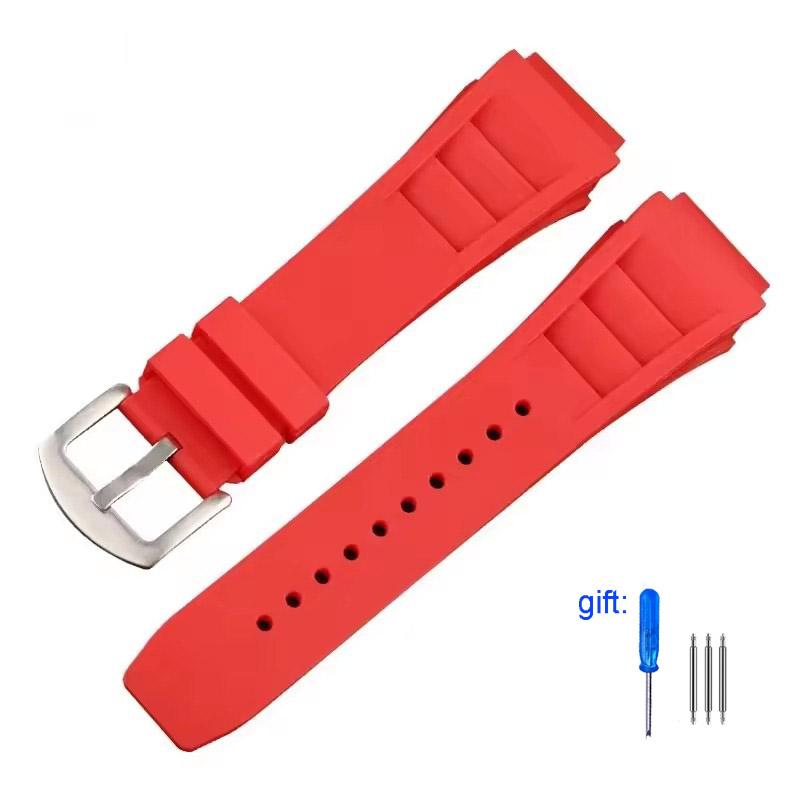 Green Red Black Gray Blue Fresh ear style Rubber Watchband For Richard Mille strap for RM011 Mille Bracelet Watch Band 25mm New