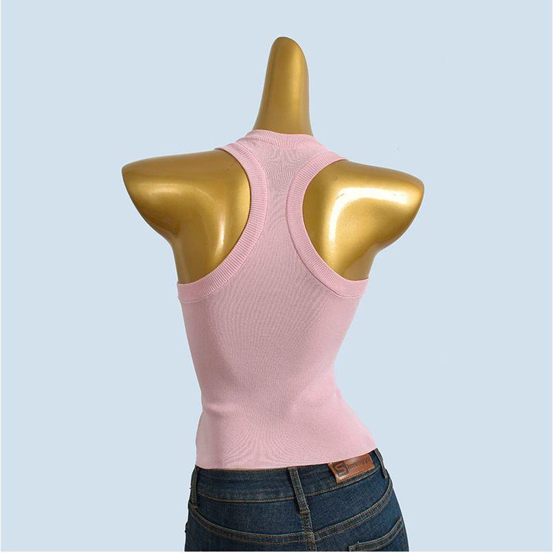 Digging Shoulder I-Shaped Vest Female Summer Outwear Sweet Sexy Silm Knitting Embroidered Strap Vest Dopamine Tops