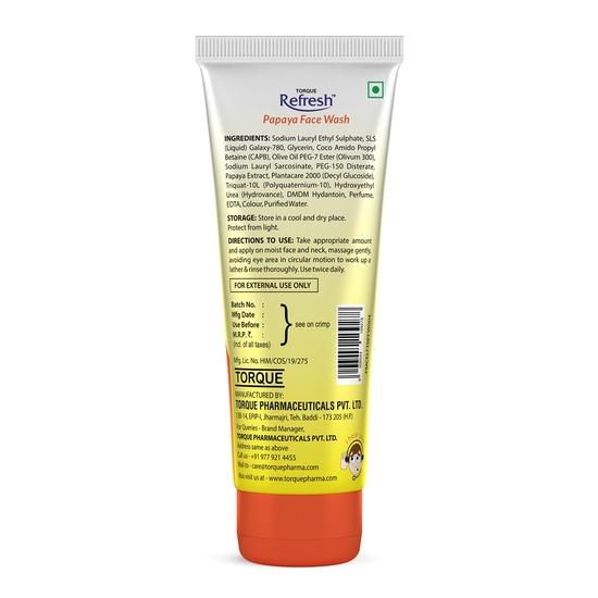 Torque Refresh Papaya Face Wash | Dla widocznie promiennej skóry | Płyn do mycia twarzy usuwający przebarwienia i opaleniznę | Aktywne boostery owocowe - 100ml (Pakiet 1)