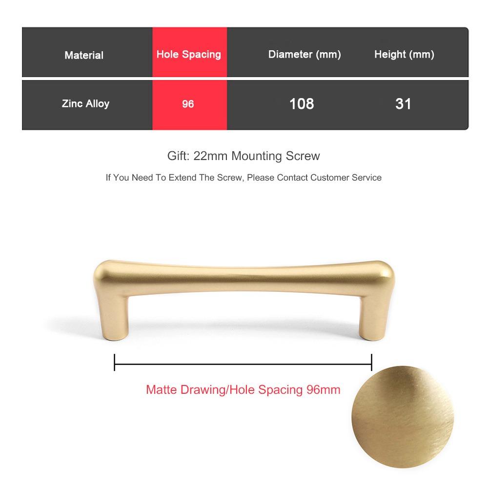 High Quality Gold/Silver Cabinet Pull Solid Smooth Furniture Handles Alloy Durable Drawer Knob for Cabinet Wardrobe Drawer