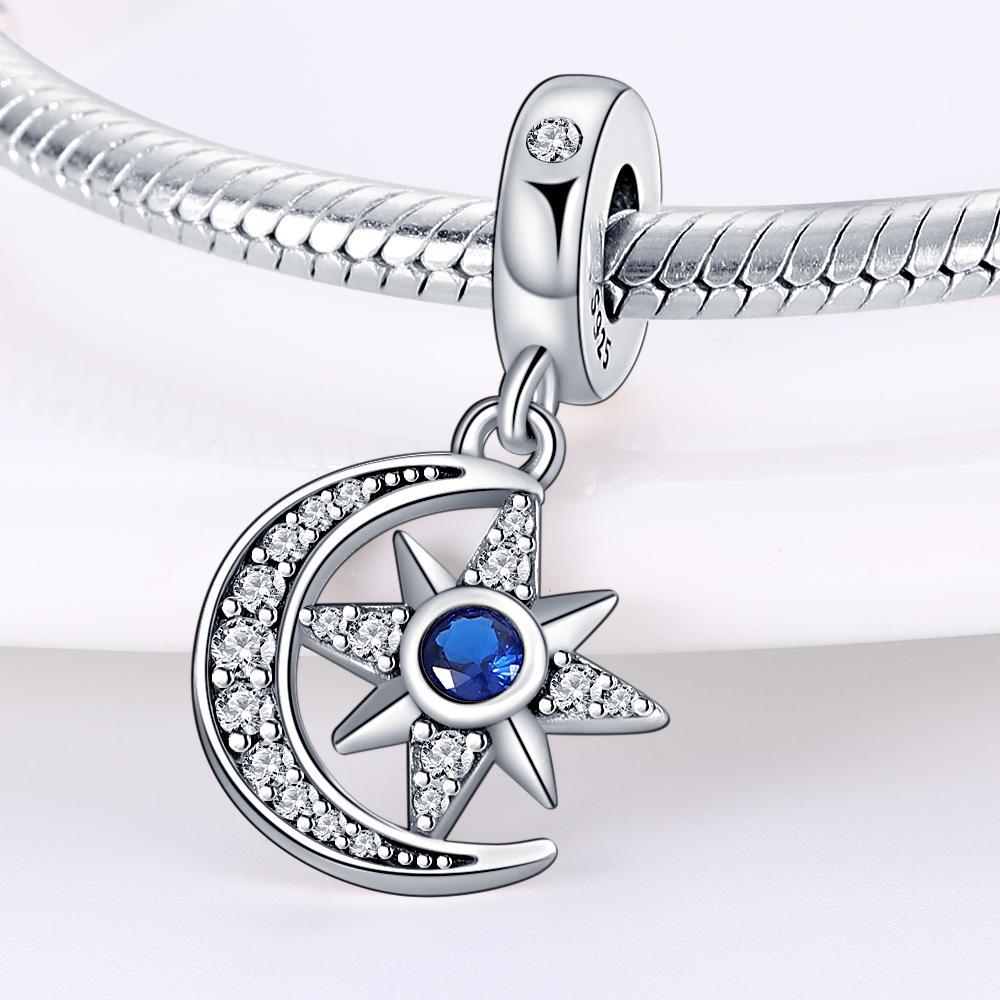 Charms Original Kupfer Stern Mond Anhänger Perlen Passend für Armband DIY Feines Geschenk Frauen Zartes Schmuckzubehör