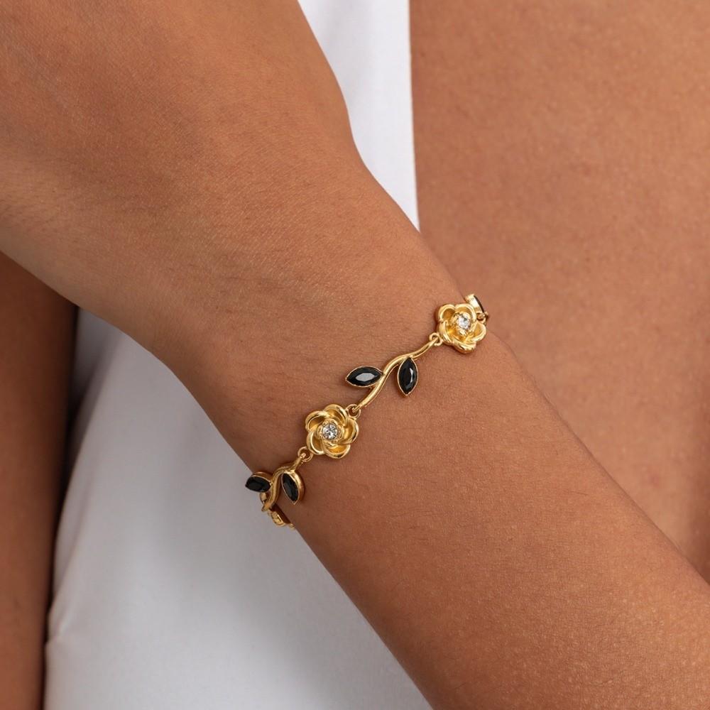 18K Gold Plated Stainless Steel Rose Bracelet Stackable Wrist Jewelry Stackable Layering Look
