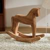Hand Carved Wooden Rocking Horse Ornament Retro Mediterranean Style Horse Creative Desktop Decoration Commemorative Gifts