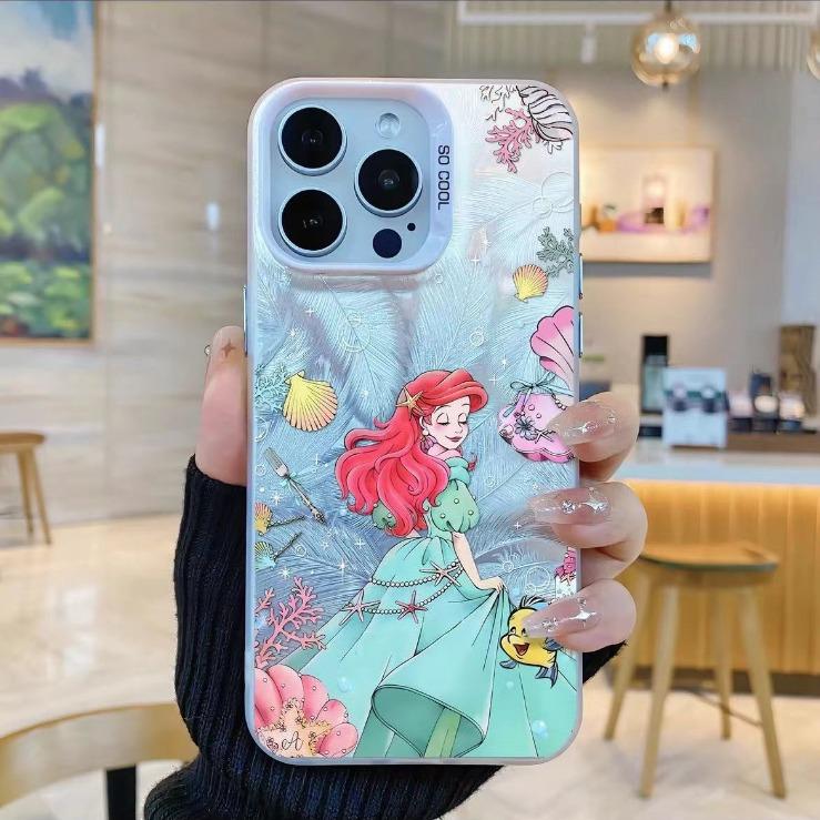 Ins mermaid princess phone case for iPhone 16 Pro Max and iPhone 18 Plus, cartoon style, drop-proof, 13x hard X