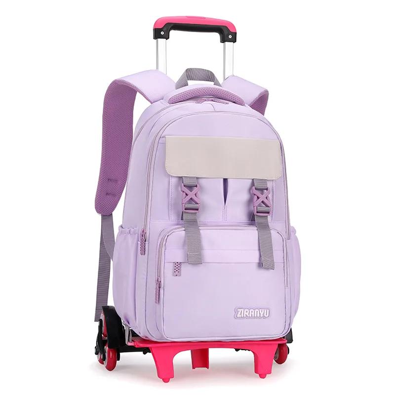 Zaino per Bambini e Ragazze Borsa da Scuola con Ruote Zaino Trolley Carino Zaino Scolastico Zaino con Ruote Portadocumenti