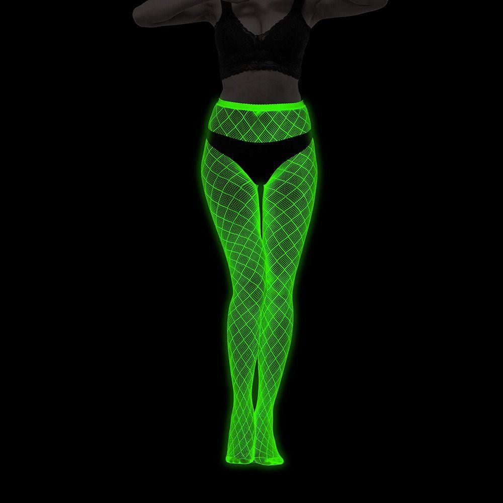 Fashion Spandex Glow In The Dark Stockings Fishnet Nylon Noctilucent Stockings Noctilucent Shiny Pantyhose Women