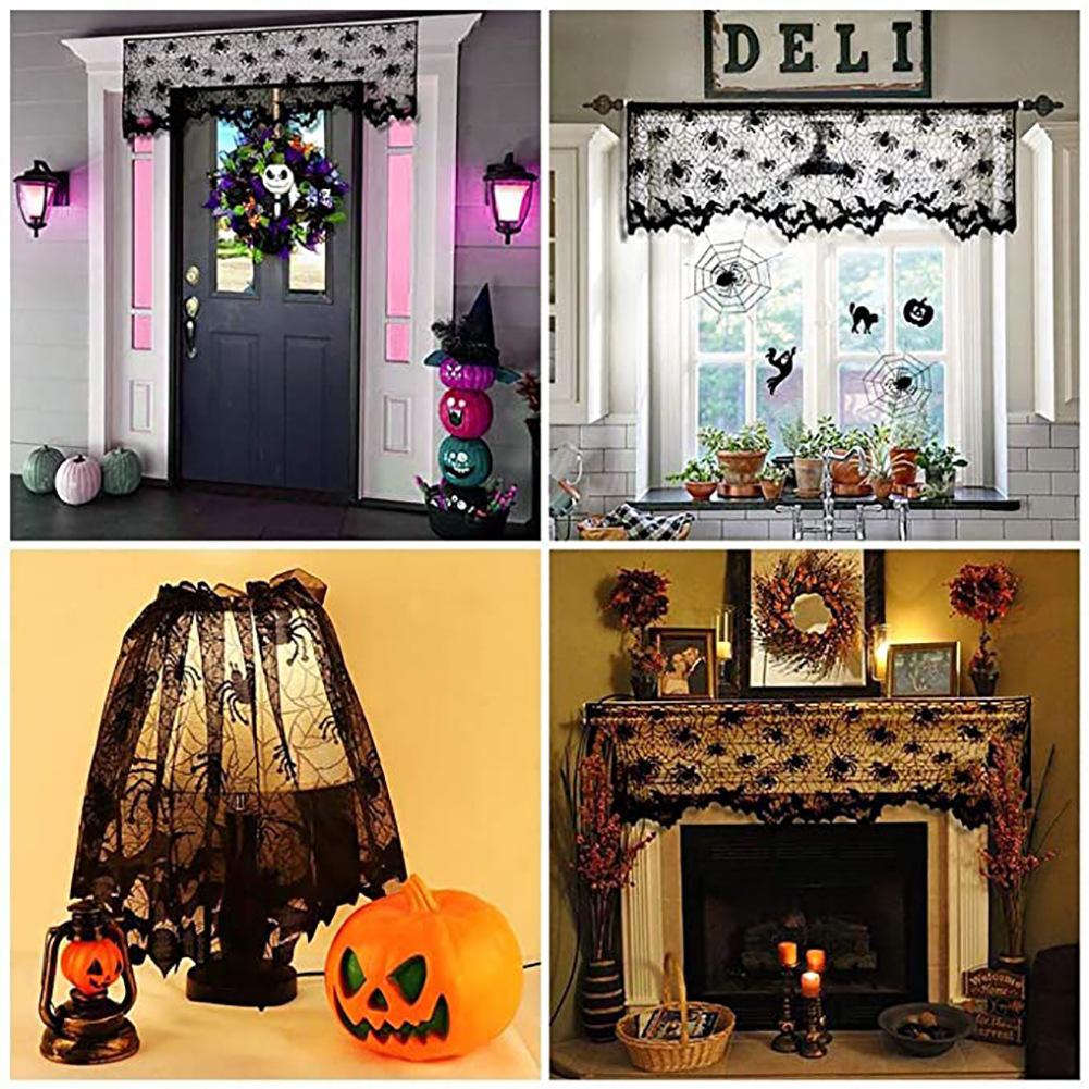 Halloween Black Lace Spider Web Lampshade Creepy Gothic Style Home Decor for Table Lamp Or Chandelier
