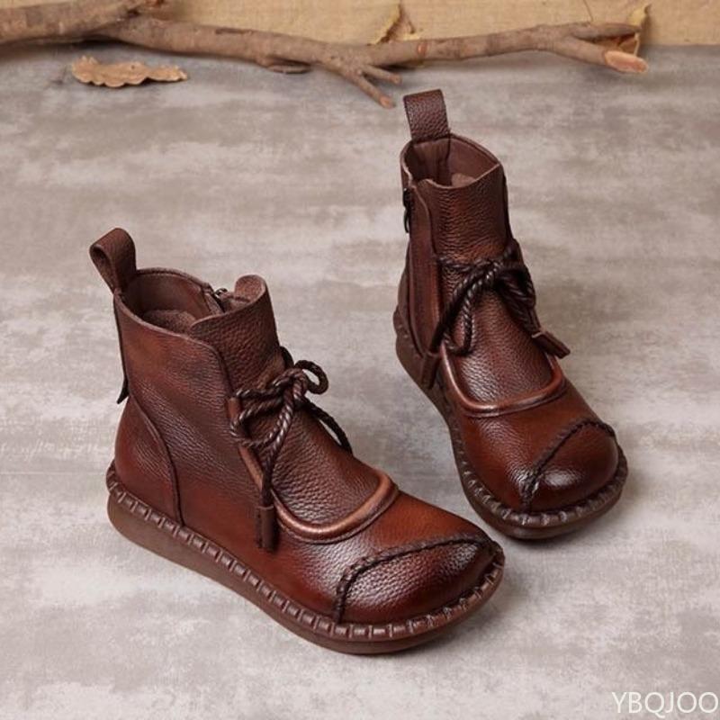 Retro Flat Bottomed Short Boots for Women In Spring New Casual Non Slip Single Boots Soft Sole Simple Comfortable Cotton Shoes