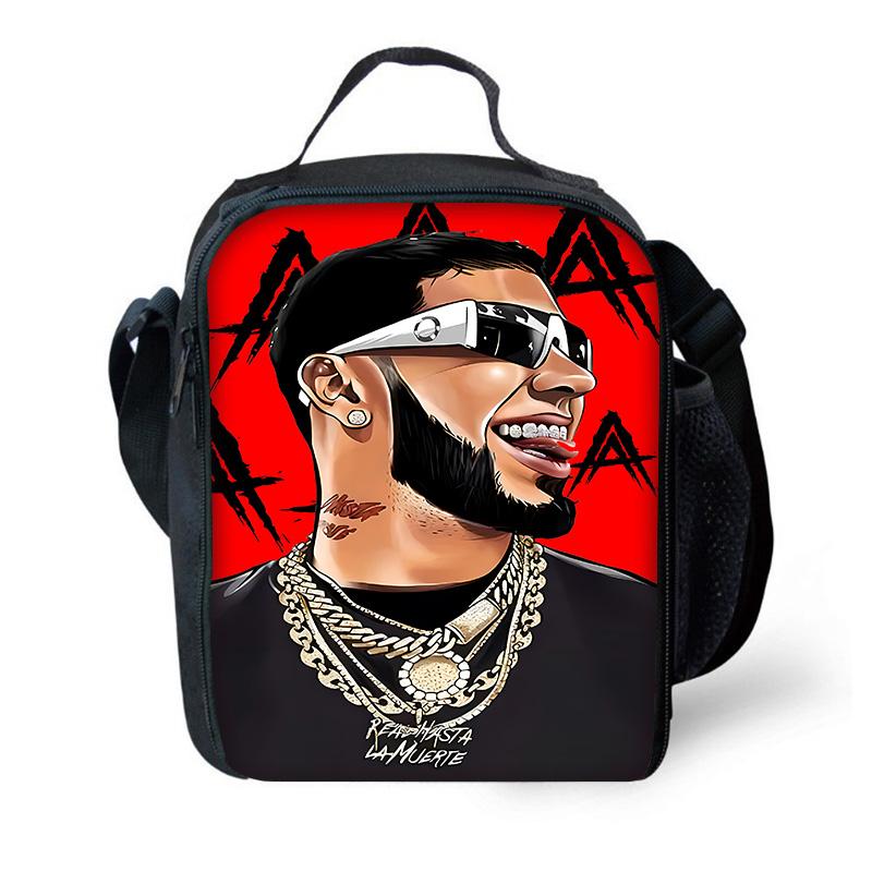 Fashion Hot Rapper Anuel AA Child School Backpack with Lunch Bags ,Pencil Bags ,School Bags for Boys Girls Best Gift