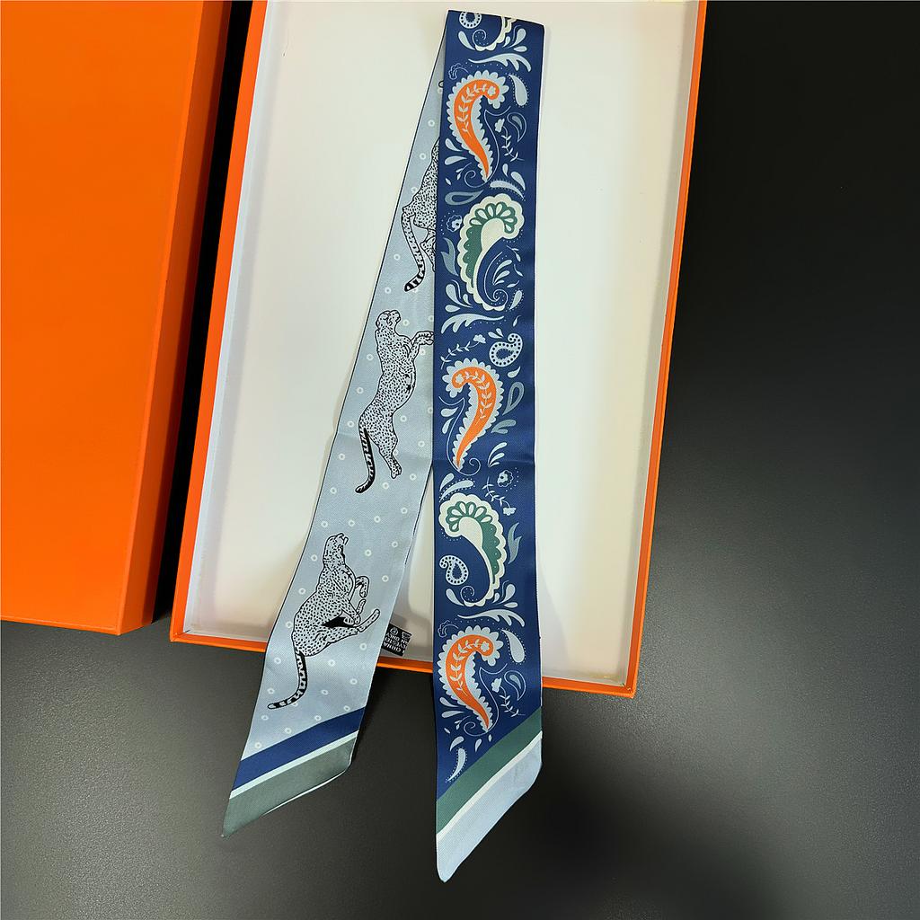 Gorgeous Saddle Twill Silk Scarf Women Fashion Scarf Luxury Skinny Bag Scarves Brand Design Foulard  Neckerchief Hair Headband