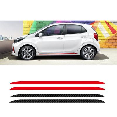 For KIA Picanto Morning Carbon Fiber Sport Door Side Skirt Stripes Car Styling Body Decor Sticker Auto Accessories Vinyl Decals