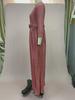 Moda Inverno 2025 Abito da Donna Plissettato con Stampa Oro Maniche Lunghe Gonna Ampia con Cintura Rosa Brillante