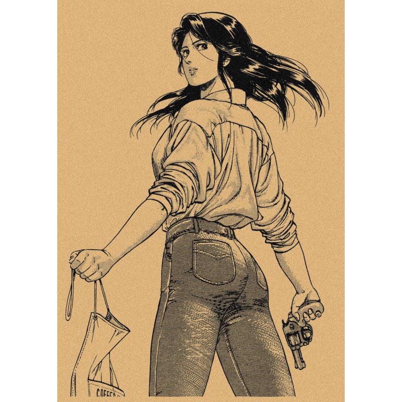 Free Shipping Tsukasa Hojo Retro Manga Art Poster for Cafe & Bar Decor