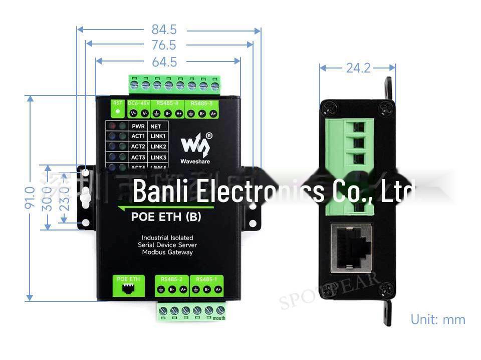 Industrial-Grade 4-Port RS485 To RJ45 Ethernet Converter