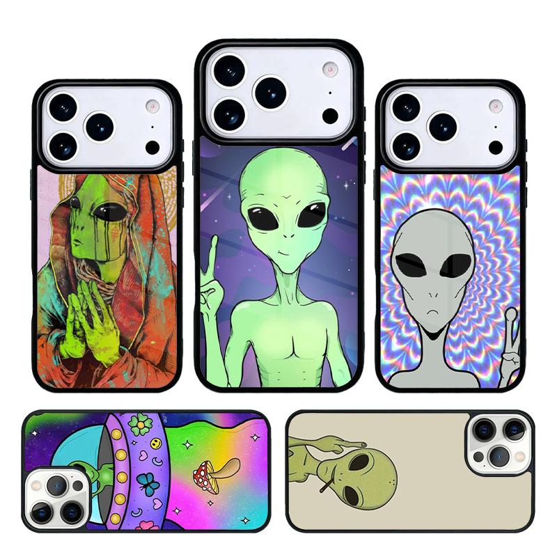 Aesthetics Cartoon alien Phone Case Cover for IPhone 11 12 13 14 15 16e 17 Pro Max Coque for IPhone 17 Air