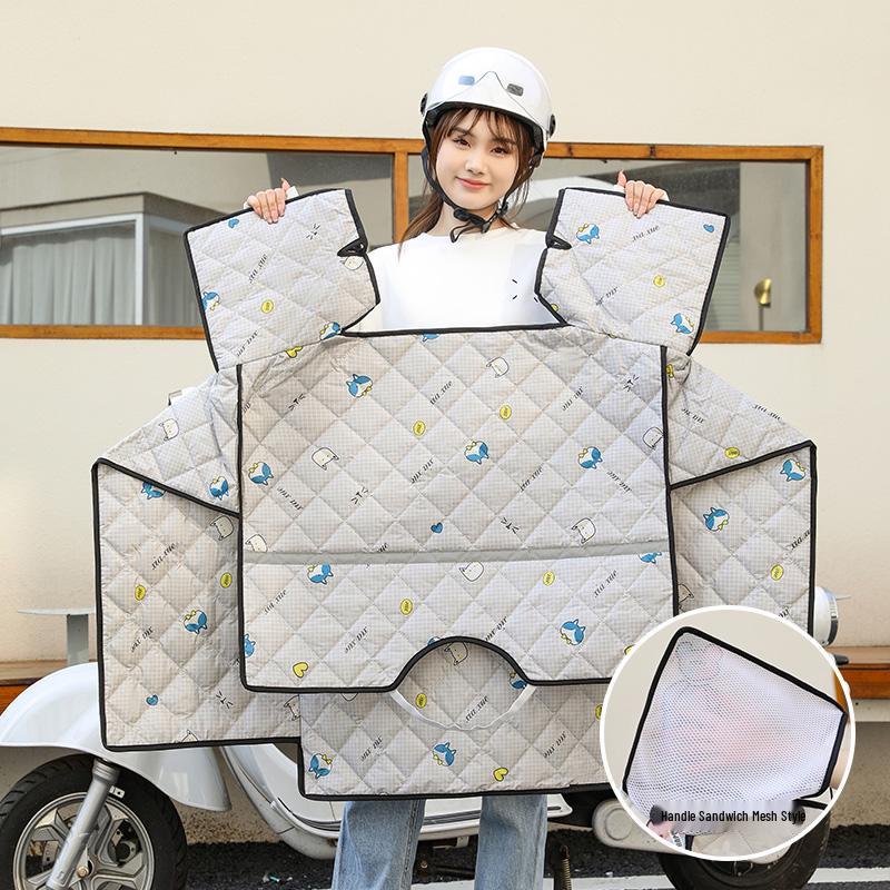 Windschutzscheibe für Elektrofahrrad: Sommer-Sonnenschutz, Sonnenschutzmittel, Winddicht, Doppelseitige wasserdichte Steppdecke für Frühling & Herbst.