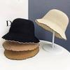 Solid Color Wavy Edge Fisherman Hat For Women Versatile Ruffled Knitted Sun Hat Fashionable Sun Hat For Spring And Summer