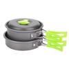 Kit de Utensílios de Cozinha Portátil para Exterior Panela Frigideira Tigela Colher Acessório para Camping Caminhadas Caça (Verde)