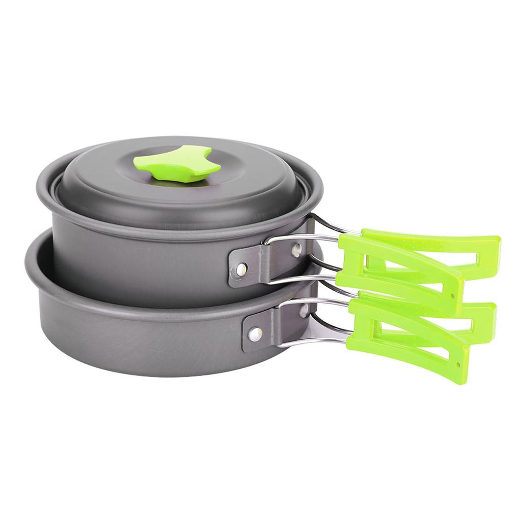 Kit de Utensílios de Cozinha Portátil para Exterior Panela Frigideira Tigela Colher Acessório para Camping Caminhadas Caça (Verde)