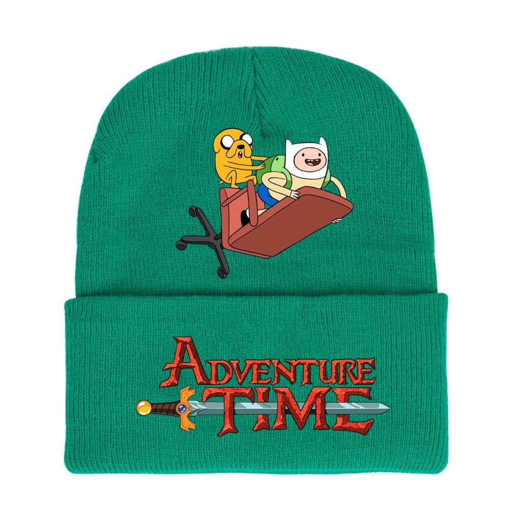Adventure Time Cartoon Print Acrylic Knit Hat Winter Warm Unisex Beanie For Adults Teens