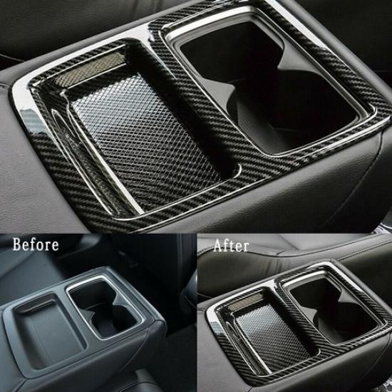 Fits Honda Accord 2018-21 Carbon Fiber HQ Rear Seat Water Cup Holder Cover Trim