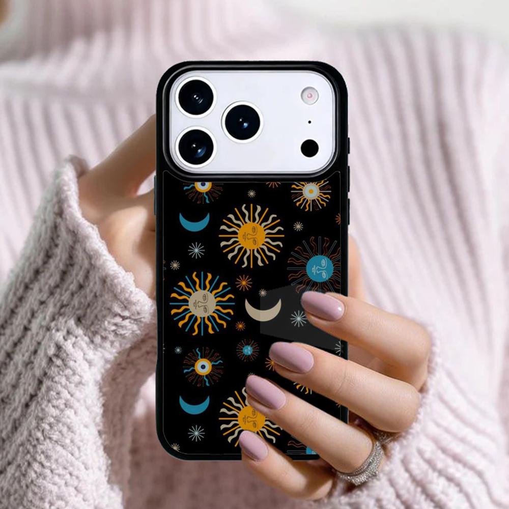 Himmlisches Mosaik Sonne Mond Handyhülle Für Apple iPhone 17 Air 16E 15 14 Plus 13 12 11 Pro Max Mini Funda Abdeckung