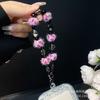 Herbst Winter Bommel Handykette Acryl Unregelmäßiger Stein Kurz Leopardenmuster Hängekette Kristallperlen Handyband Großhandel
