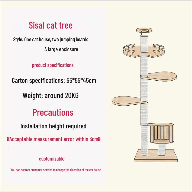 Solid Wood Cat Condo & Bed with Integrated Tree and Space-Saving Design for Large and Small Cats