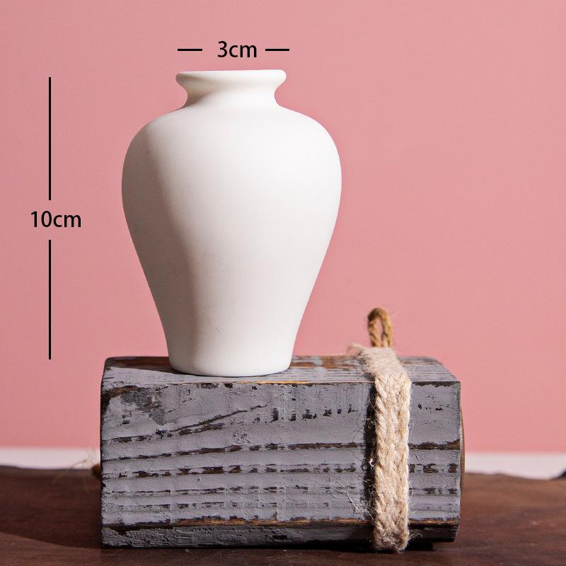 Ins Flower Ornaments Ceramic Small Flower Bottle White Vase Crafts Flower Arrangement Fragrance Bottle Room Decoration Ceramics